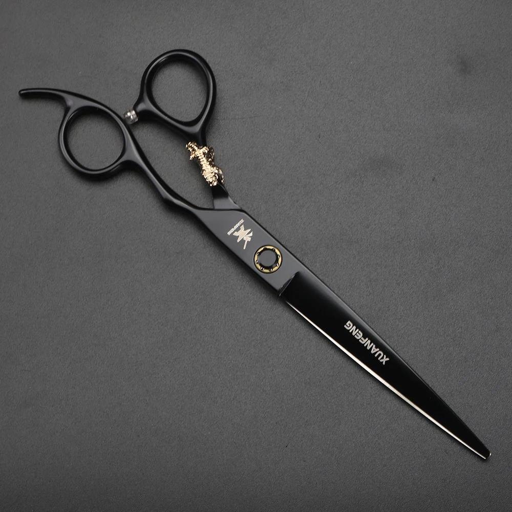 Ciseaux de coiffure XUANTENG de 7 pouces, noirs, avec système à roulement, ciseaux de barbier