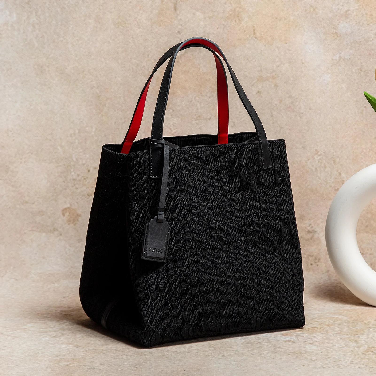 CHCH sac fourre-tout nouvelle grande capacité noir Simple tricoté sac à provisions 27*20*28 cm