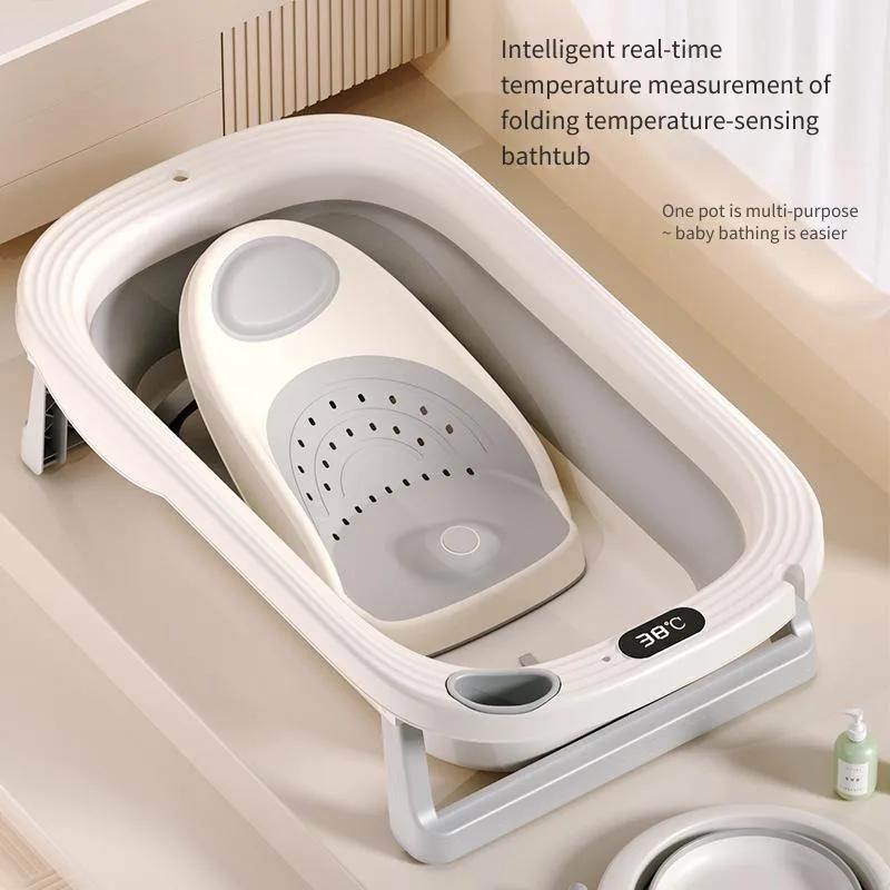 Bassin de douche pour bébé sensible à la température, baignoire pliable et Portable pour bébé, Modes