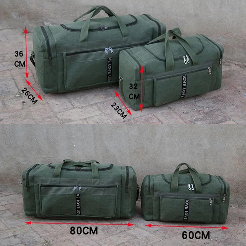 Grand sac polochon de voyage en toile imperméable pour hommes, sacs de rangement de bagages à bandou