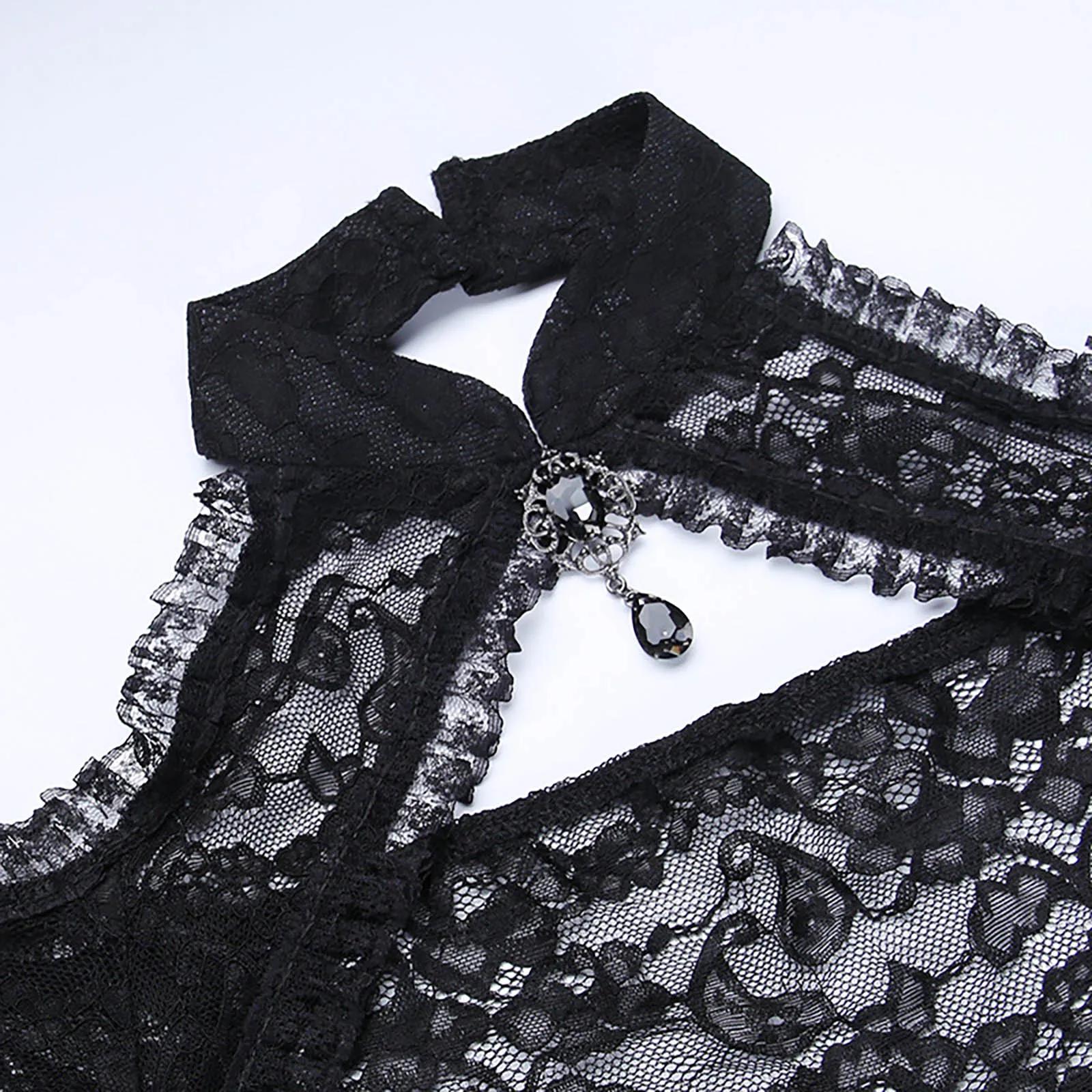 Punk boléro haussement d'épaules Top Trad Goth châles noirs manches évasées couverture enveloppes po