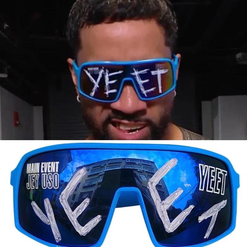 Lunettes de soleil sportives Blue YEET Jey Uso Yeet MAIN EVENT, verres bleus, Bloodline USOS, couleu
