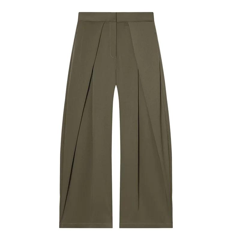 HXAO femmes pantalons Baggy pantalons larges pour femme minimaliste plissé rayure pantalons décontra