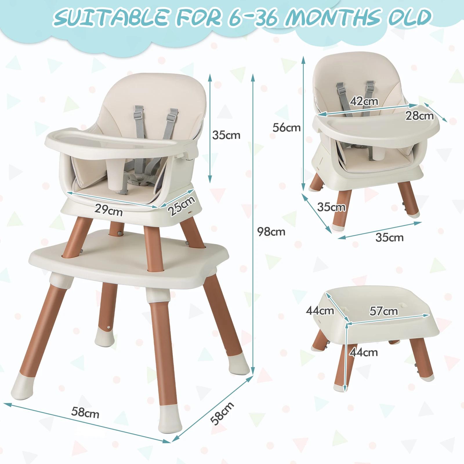 Chaise haute 6 en 1 pour bébé, chaise haute, chaise de salle à manger, Table d'apprentissage, Table