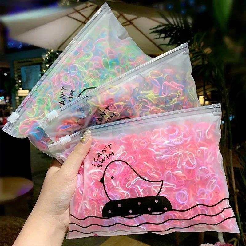 500 pièces/ensemble filles coloré élastique jetable doux élastique cheveux cravate bandeau enfants é