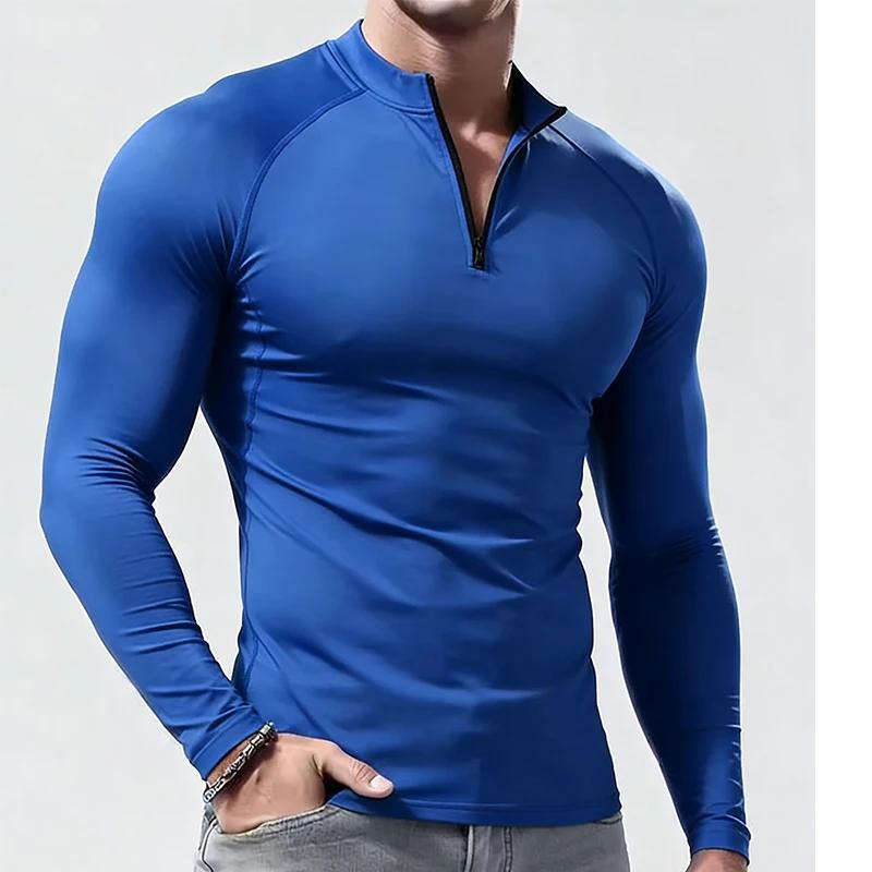 T-shirt à manches longues pour homme, vêtements de sport de compression, t-shirt pour homme, hauts é