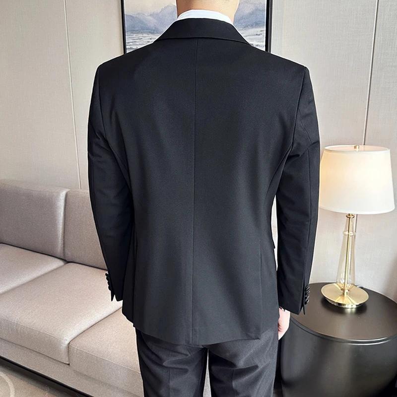 (Veste + gilet + pantalon) haut de gamme marque Boutique mode hommes décontracté affaires noir fumer
