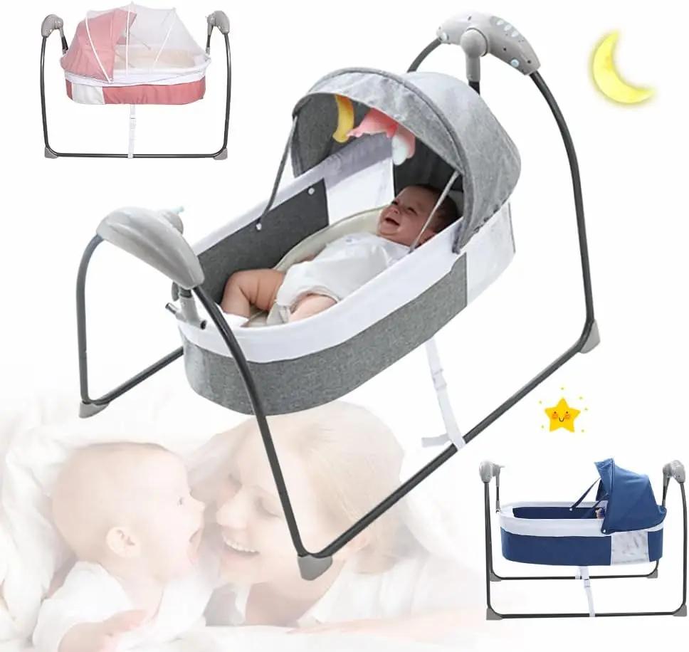 Berceau à bascule électrique pour bébé, balançoire automatique pour nourrisson avec télécommande, tr