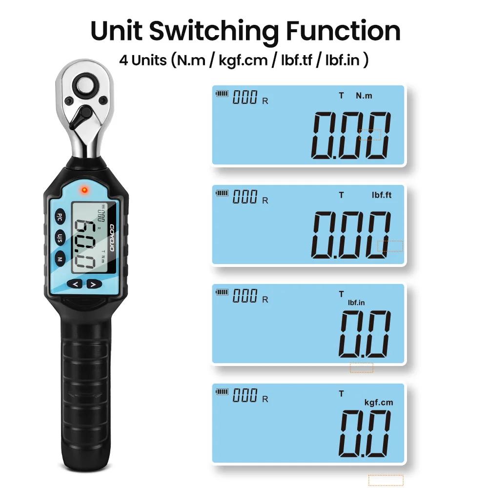 New Digital Preset Torque Wrench 1/2" 3/8" 1/4" Bidirectional Ratchet Head Professional Adjustable B