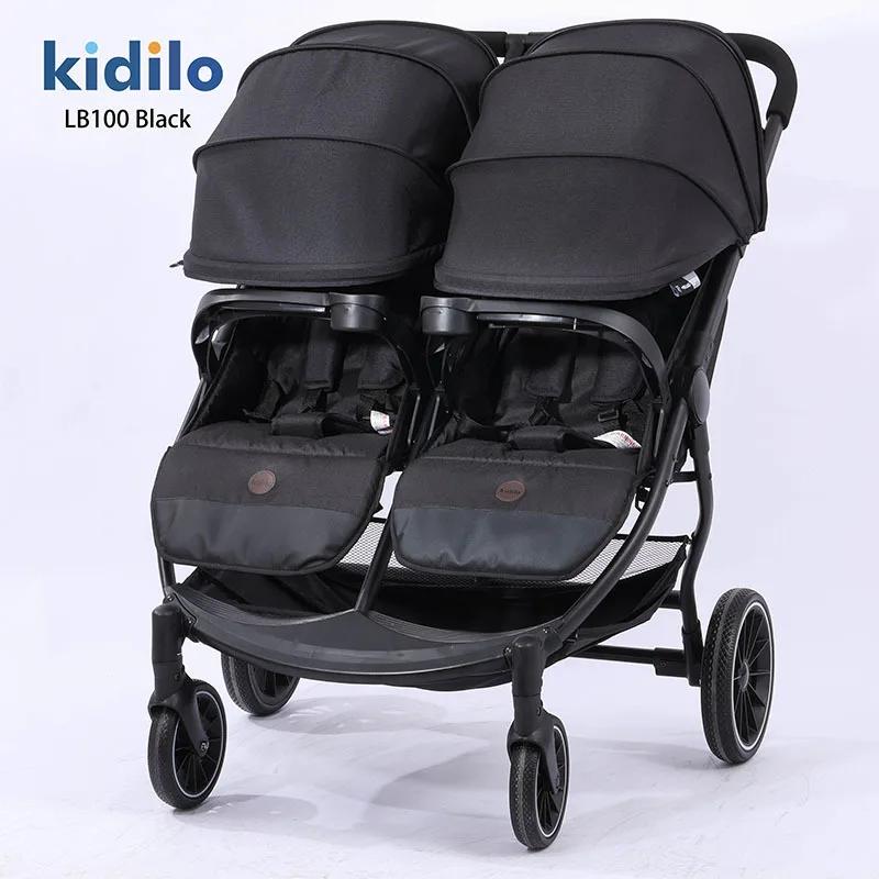 Nouvelle poussette double tout-en-un 2025, convertible assise ou allongée, légère et pliable, avec c