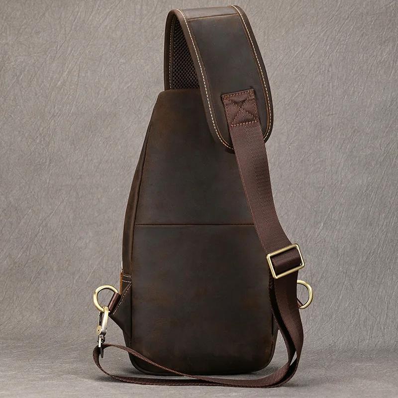 Sacs de poitrine en cuir Luufan pour hommes, sacs à bandoulière en cuir de vache pour iPad Mini, sac