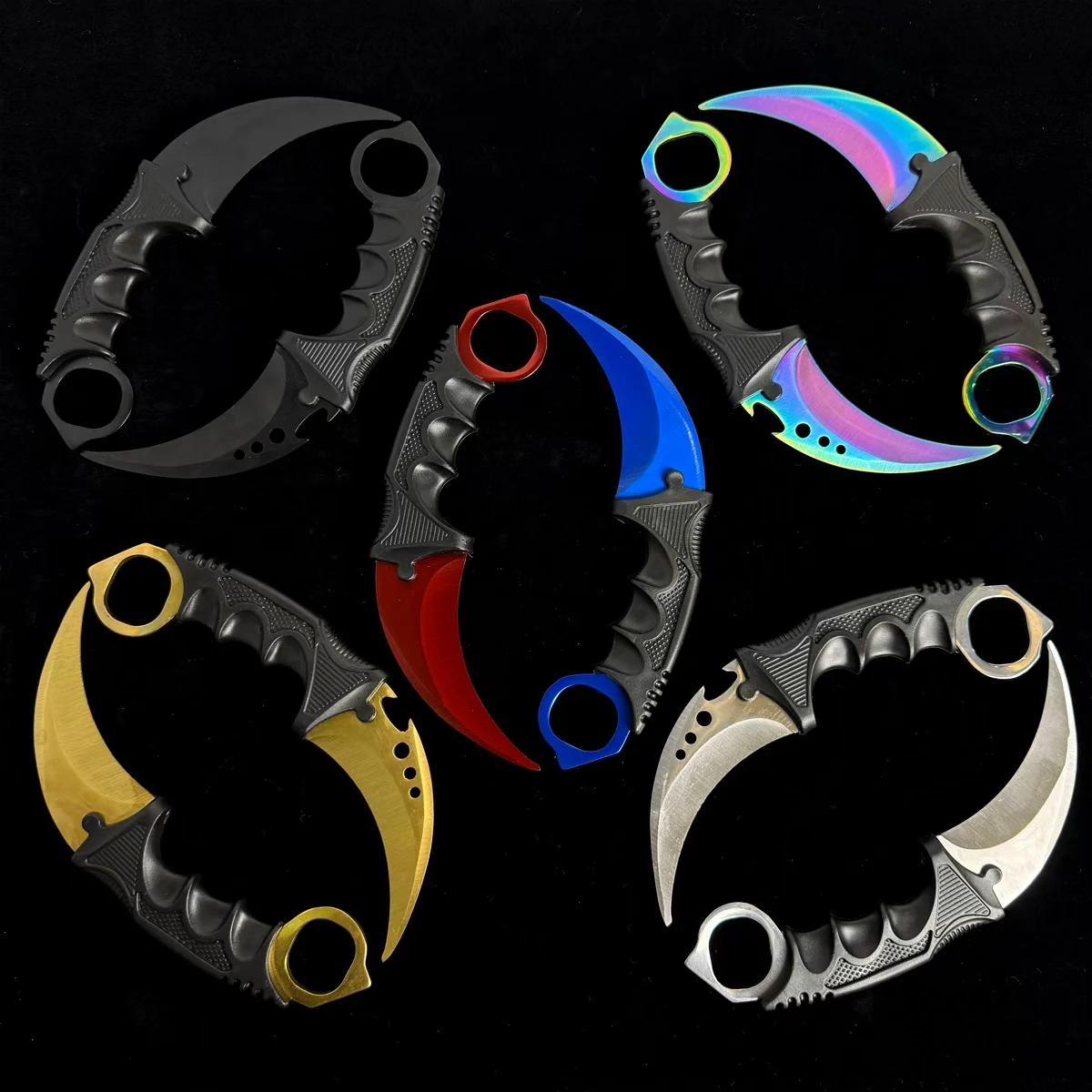 10 styles de Karambit en métal avec gaine en plastique, accessoires de jeu, couteaux à griffes color