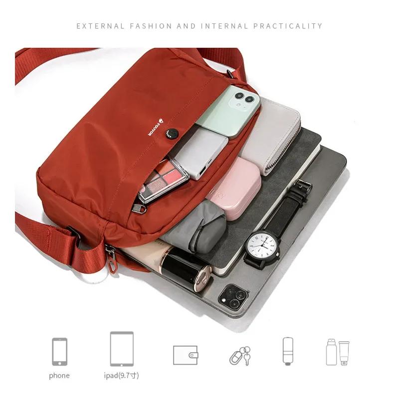 Fouvor Sac à bandoulière en nylon rouge pour femme léger décontracté petit sac à main à bandoulière