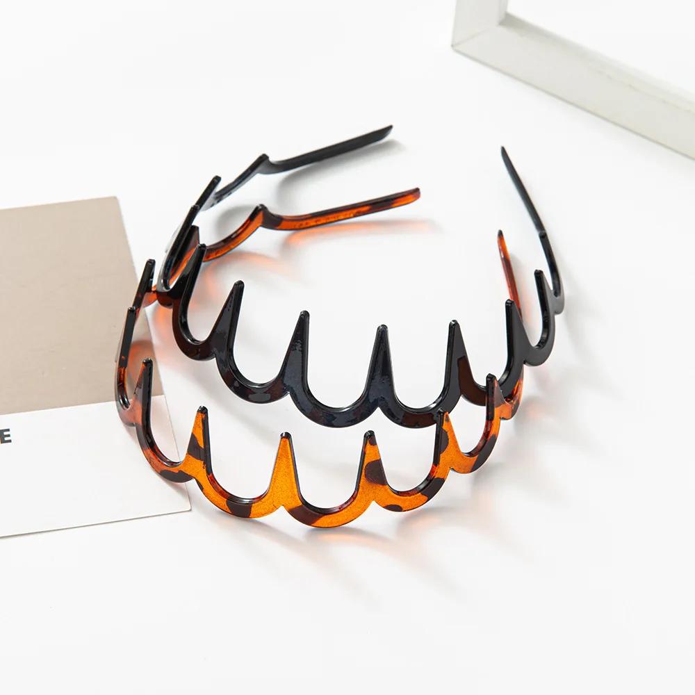 Bandeau de cheveux en plastique ondulé pour femmes et filles, lavage du visage avec peigne à dents,