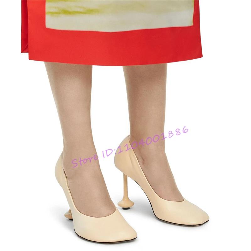 Escarpins d'été à talons étranges pour femmes, chaussures Sexy à bout rond peu profond, à enfiler, t