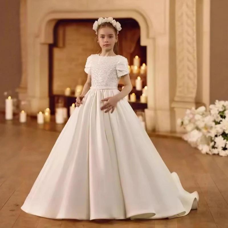 Robe de princesse élégante pour enfants 2026, style traîne, pour spectacle, demoiselle d'honneur, dé