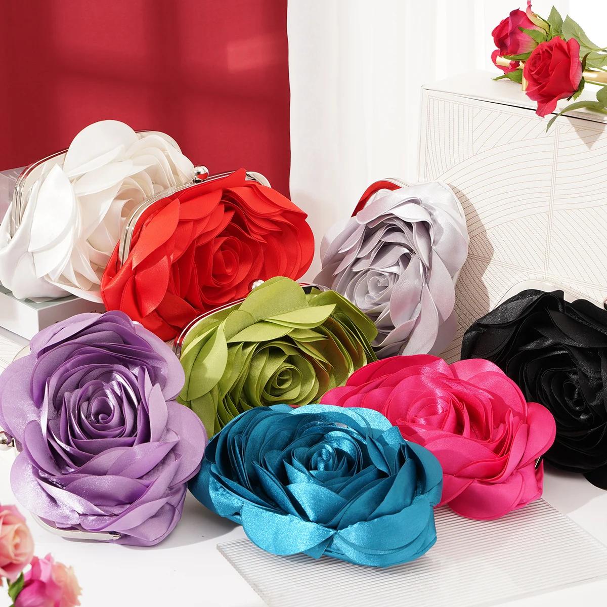 Sac de soirée floral portable pour femme, petit sac à main pour mariée, robe complète, sac à main de