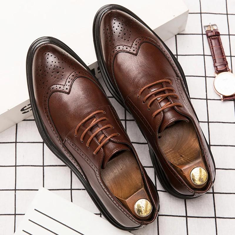 Chaussures en cuir Brogues de haute qualité pour hommes, chaussures habillées classiques pour bureau