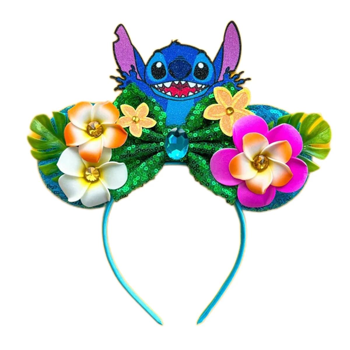 Bandeaux oreilles de Mickey Mouse avec nœud, bandeaux bonbons à paillettes pour Costume de Cosplay,