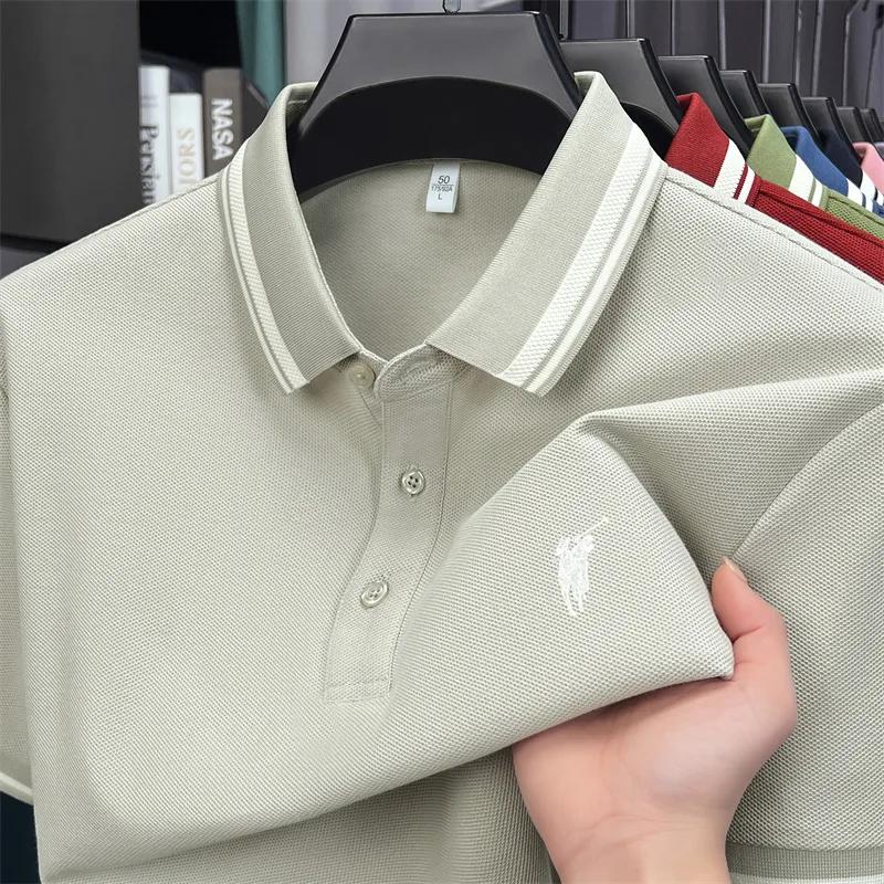 Polo à manches courtes 100% coton marque haut de gamme Paul Pony broderie rayures Été luxe respirant