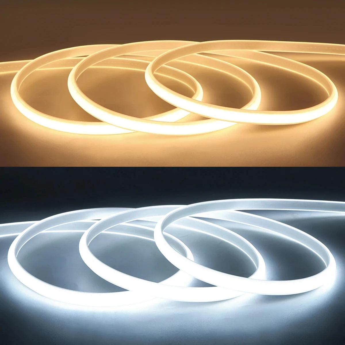 Bande LED COB étanche 220V avec interrupteur marche/arrêt, ruban Flexible pour chambre à coucher, cu