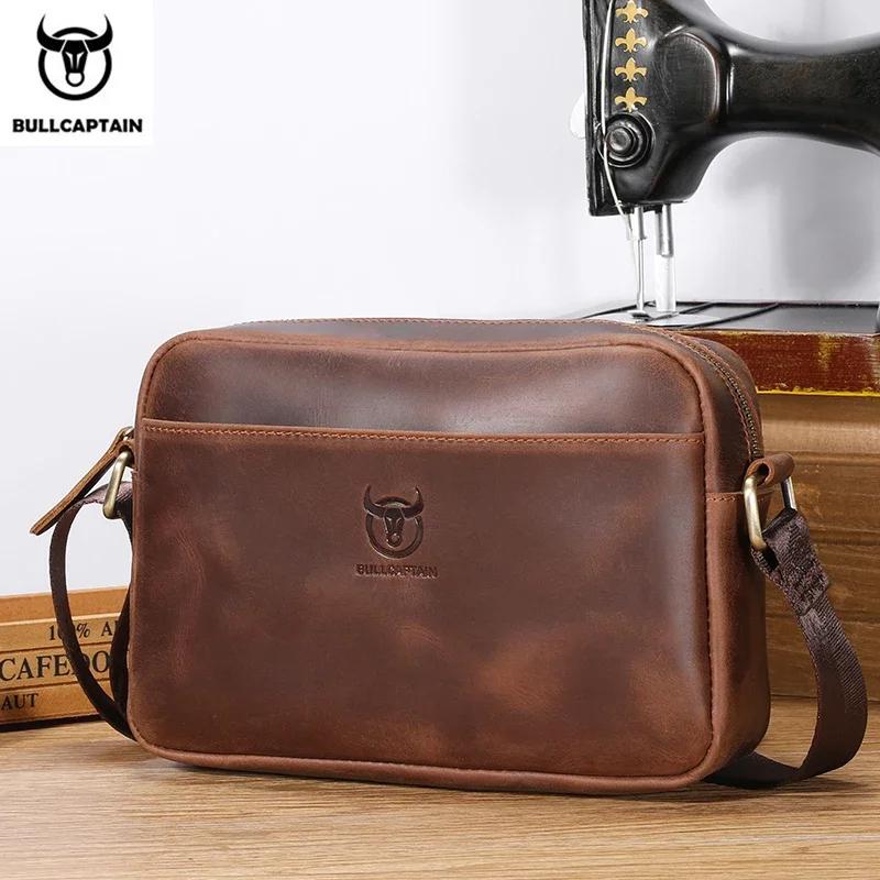 BULLCAPTAIN-Sac à Bandoulière en Cuir group pour Homme, Sac de Voyage Rétro de Grande Capacité, Cuir