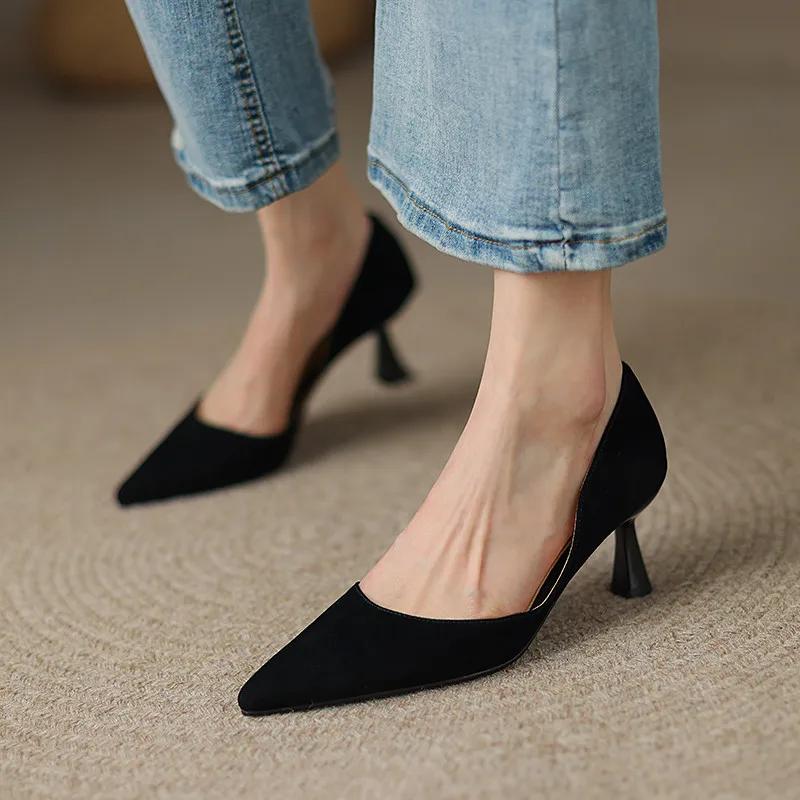 FEDONAS-Escarpins pointus en cuir véritable pour femmes, chaussures à talons fins, robe de bureau, d