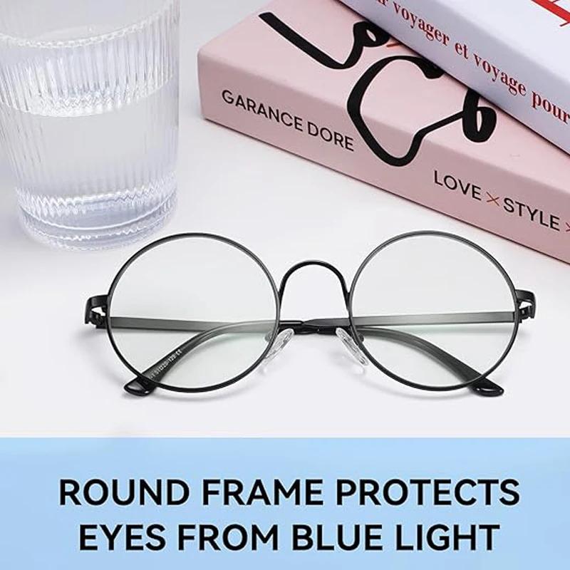 Miroir d'ordinateur rond rétro pour hommes et femmes, lumière bleue, lecture, jeux, Protection des y