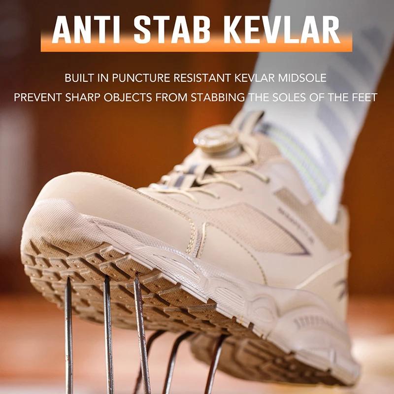 Chaussures de travail respirantes pour hommes et femmes, chaussures de sécurité anti-écrasement et a