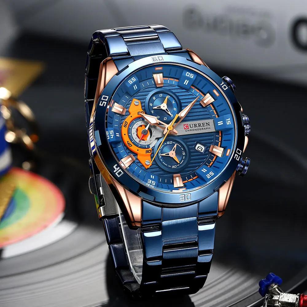 Montres en acier inoxydable pour hommes, mode créative, cadran lumineux avec chronographe, horloge d