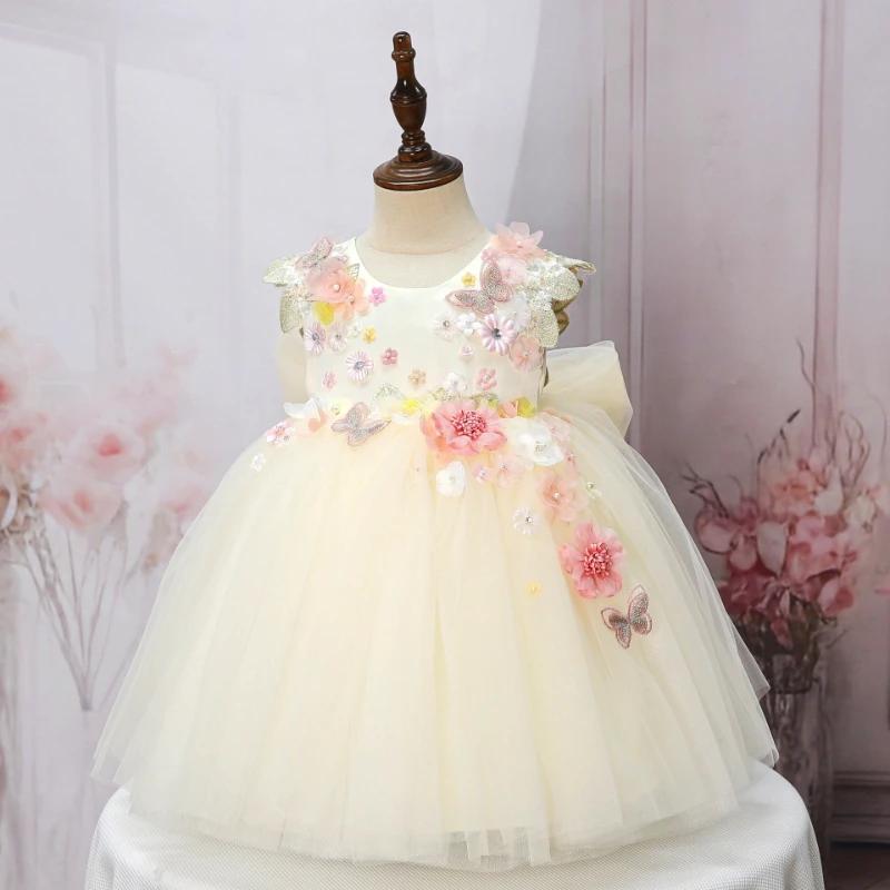 Nouvelle Robe de Princesse Faite à la Main avec Appliques pour Filles, Tenue de Cérémonie, d'Anniver