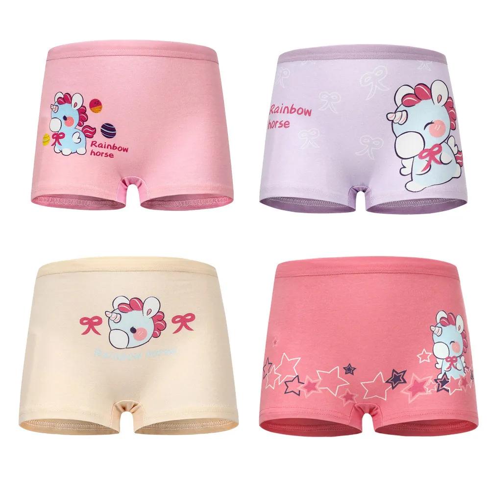 4 pièces/lot conception enfants filles culottes coton doux joli dessin animé licorne enfant sous-vêt