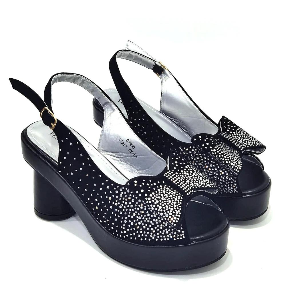 Talons Carrés avec Plateforme pour Femme, Ensemble de Chaussures et de Sacs Africains, Escarpins en