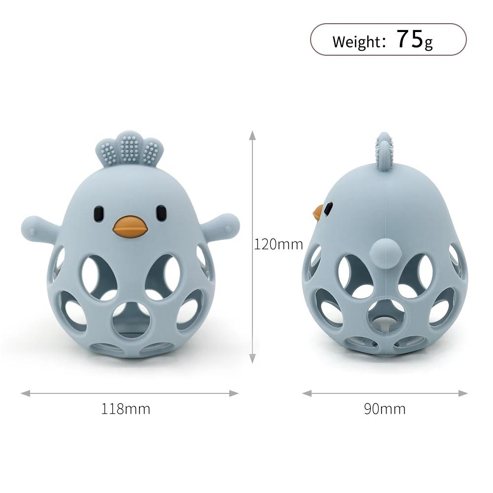 Anneau de dentition en Silicone pour bébé, 1 pièce, jouets en forme de poussin de dessin animé, ajou