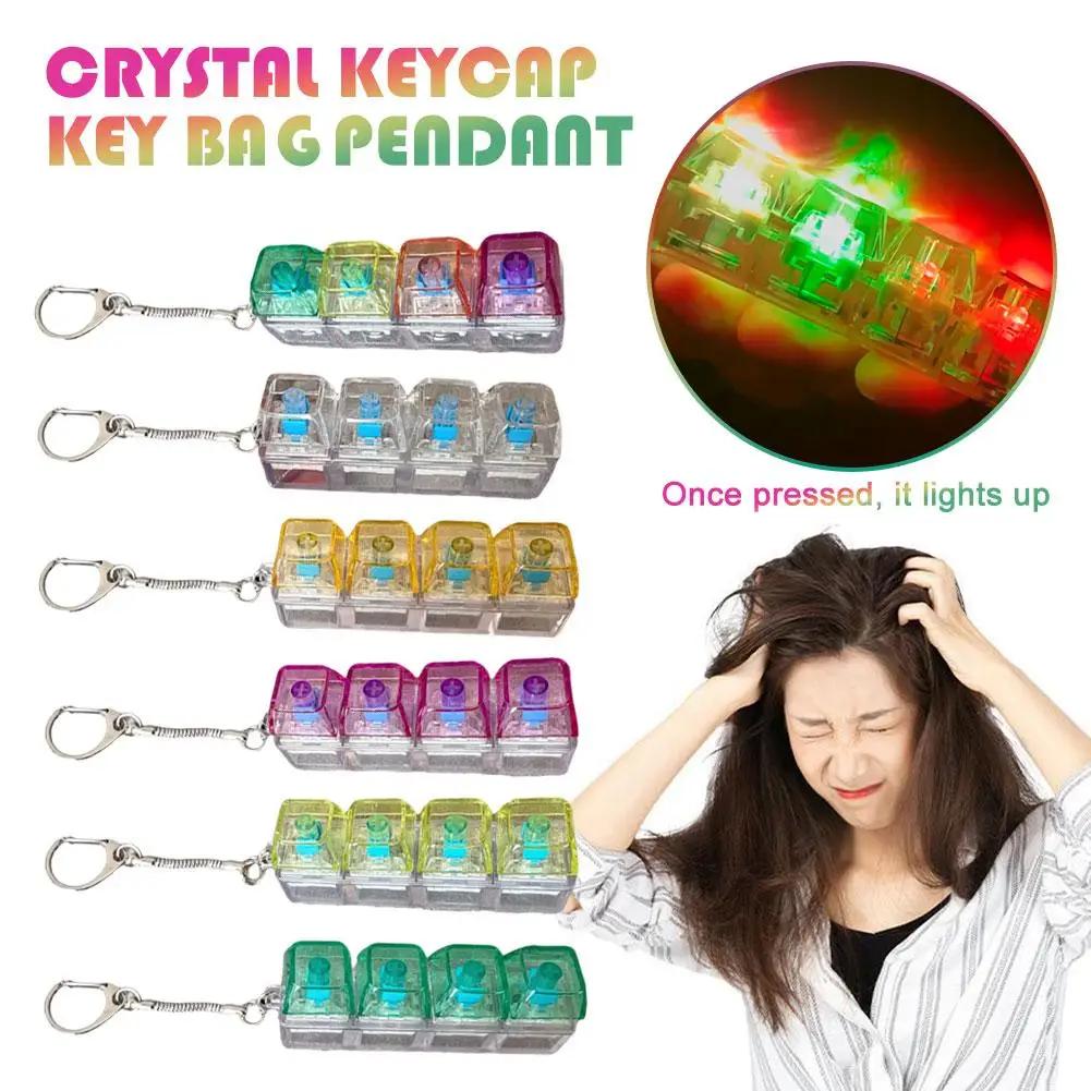 Clavier Fidget jouets LED cristal Keycap porte-clés soulagement du Stress doigt Gadget décompression