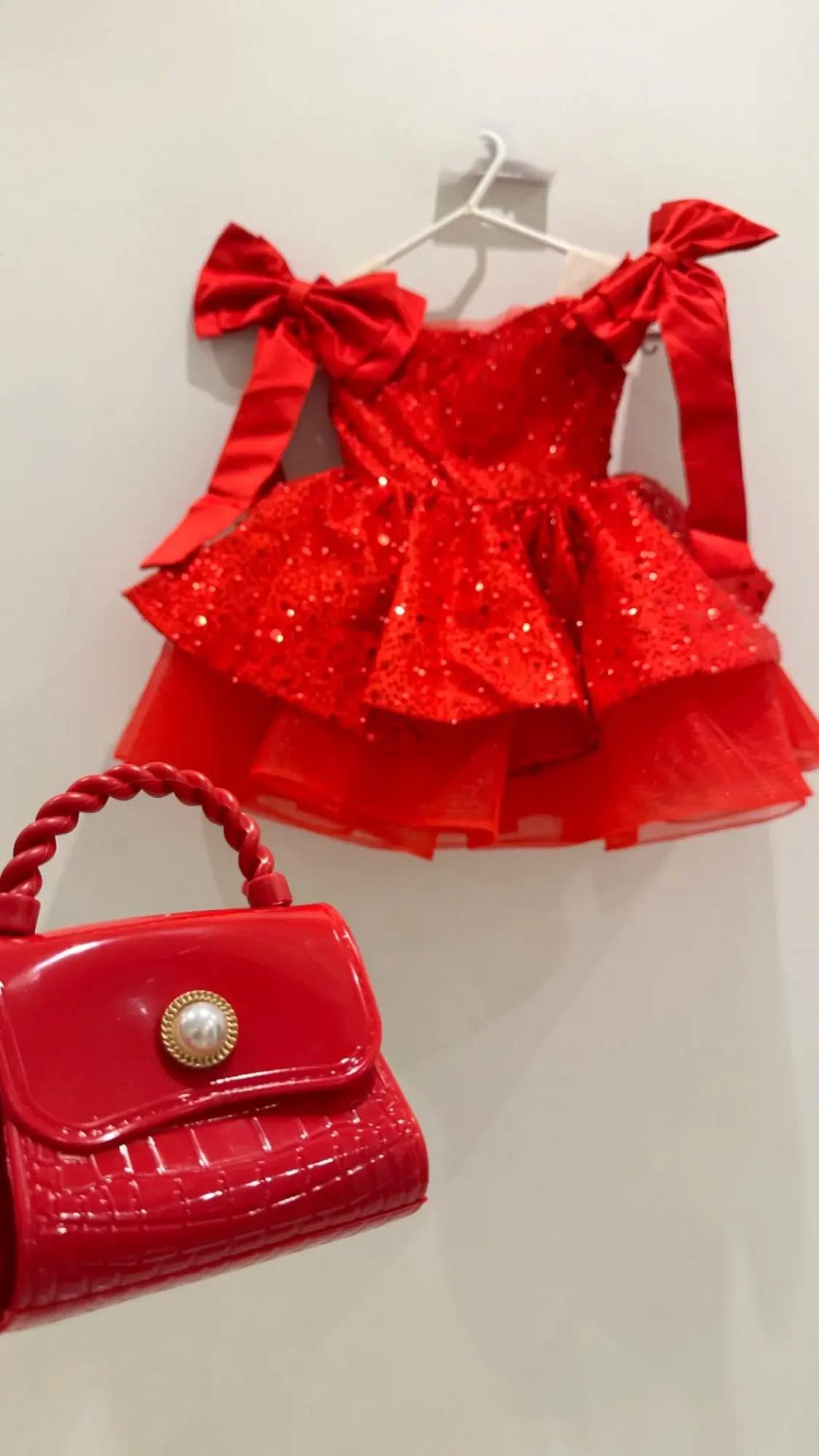 Nouvelle Robe de Noël 2026 pour Enfants, Robe de Princesse à Fleurs et Paillettes pour Mariage, Jupe