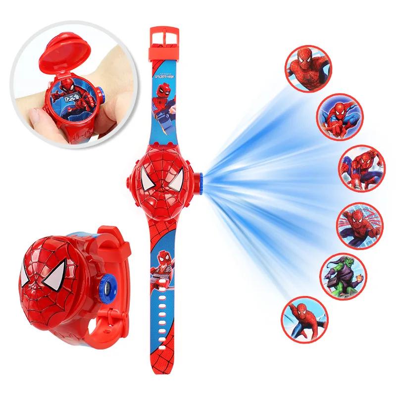 Montre de Projection Spiderman de dessin animé pour enfants, jouets Iron man capitaine, cadeau pour