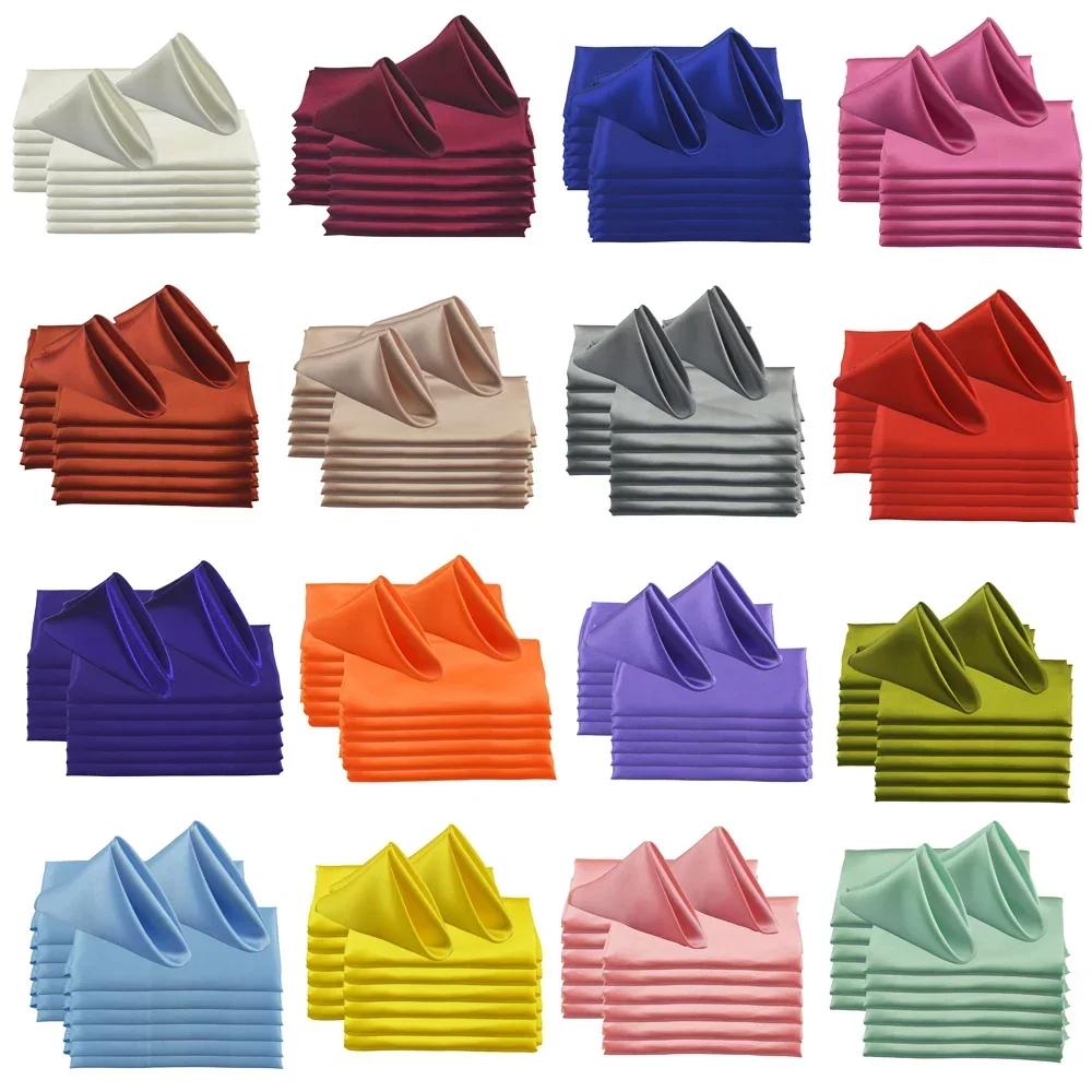 Serviettes de Table en Satin 45x45cm, pour Mariage, Restaurant, Noël, Anniversaire, Banquet, 30 Pièc