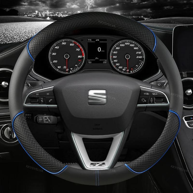 Housse de volant de voiture en cuir microfibre, 38cm, antidérapante, pour Seat Tarraco Arona Ateca I