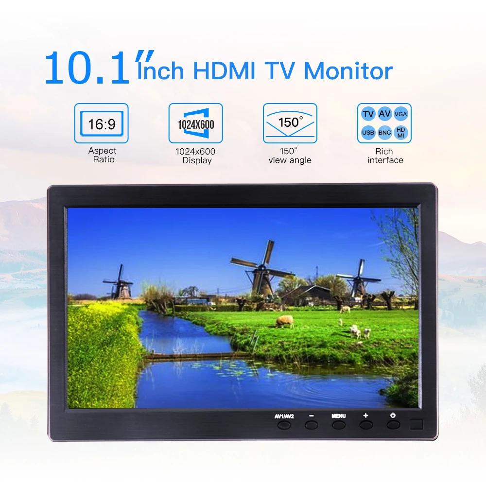 Moniteur de voiture HD de 10.1 pouces, écran numérique LCD, surveillance IPS 1024x600 avec HDMI VGA