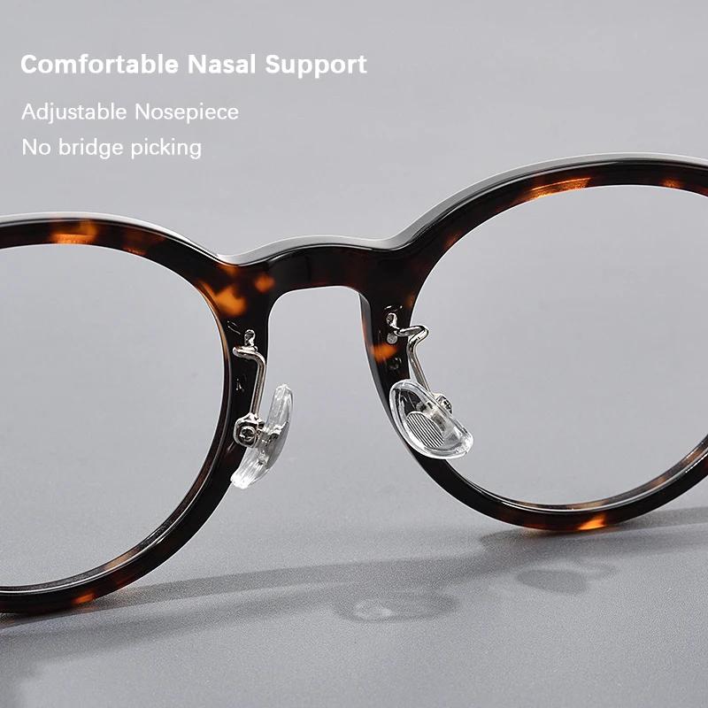 Monture de lunettes vintage ronde en acétate pour hommes et femmes, style décontracté professionnel,