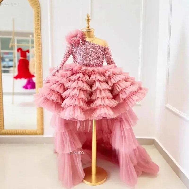 Robe de princesse pour fille avec traîne, idéale pour les fêtes, mariages, soirées, cérémonies, spec