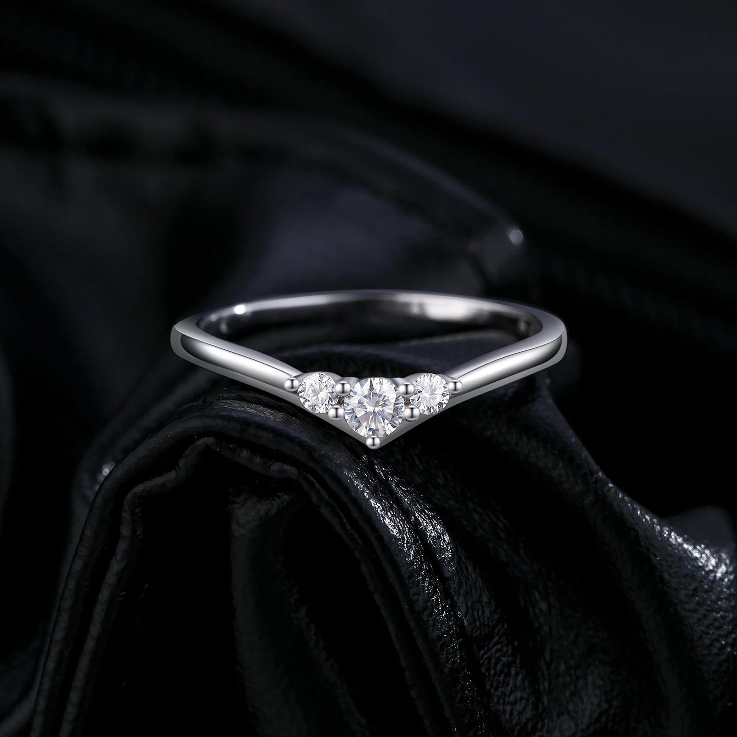 MODIAN Simple éternité Moissanite bague 925 en argent Sterling scintillant Simple mince bague de mar