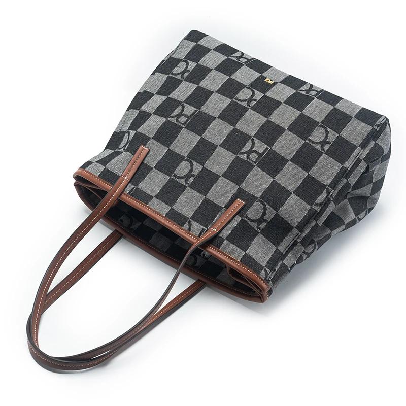 Sac à bandoulière pour femme PG, design rétro damier, haut de gamme, polyvalent, grande capacité, po