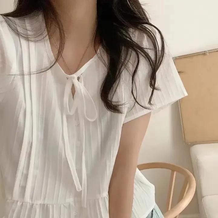Coréen Sle doux Simple minceur ort Sve rond Ne irt haut pour femme Faionable trajet coupe ample humi