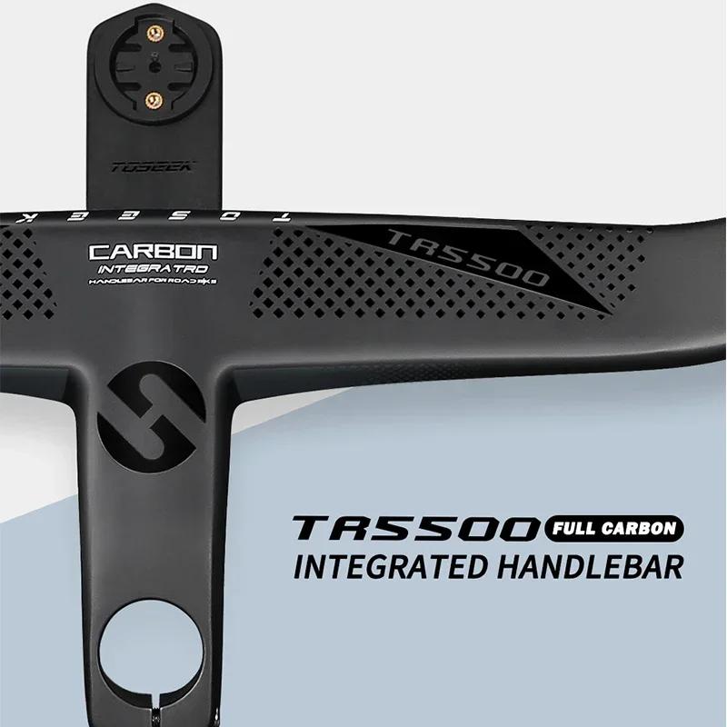 TOSEtransmith-Guidon intégré en fibre de carbone pour vélo de route, barre de poignée ultralégère av