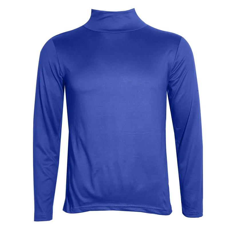 T-Shirt à col roulé pour hommes, couleur unie, décontracté, manches longues, chemise basique, mode,