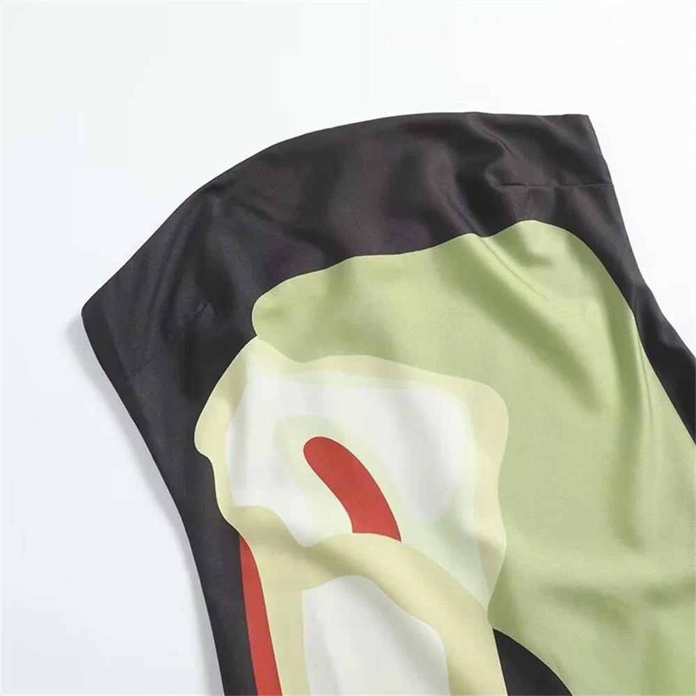 Robe longue imprimée, Sexy, sans bretelles, dos nu, mode femme, sans manches, épaules dénudées, Robe