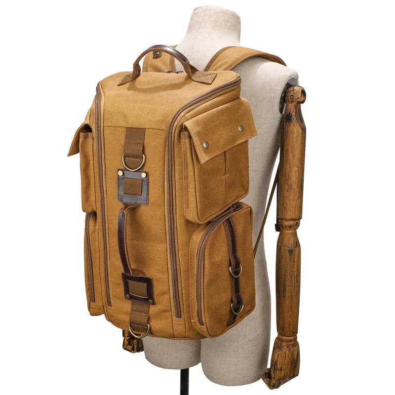 Sac à dos en cuir vintage pour homme et femme, sac à dos en toile cirée, sac à dos de voyage à main,