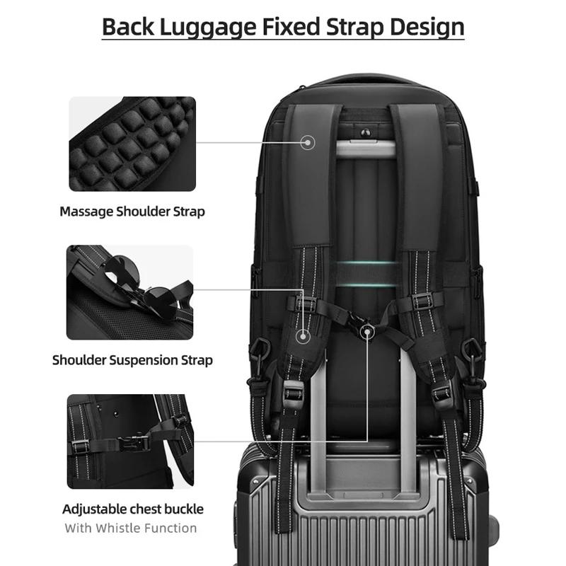 Sac à dos à roulettes avec roulettes, sac à dos à roulettes de grande capacité, bagages sous vide, v